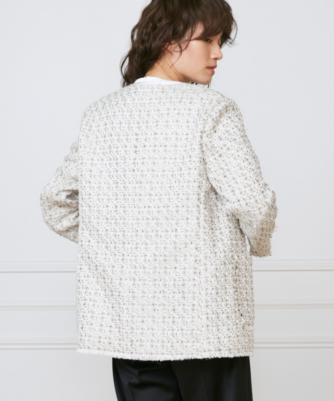 INED「ツイードジャケット《la veille by SUPERIOR CLOSET》」|ノーカラージャケット|