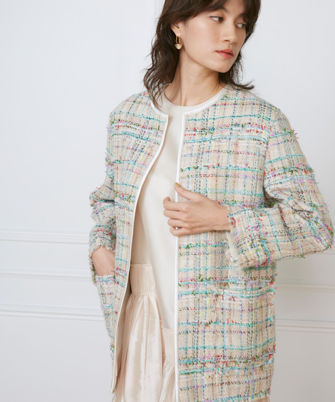 INED「ツイードジャケット《la veille by SUPERIOR CLOSET》」|ノーカラージャケット|