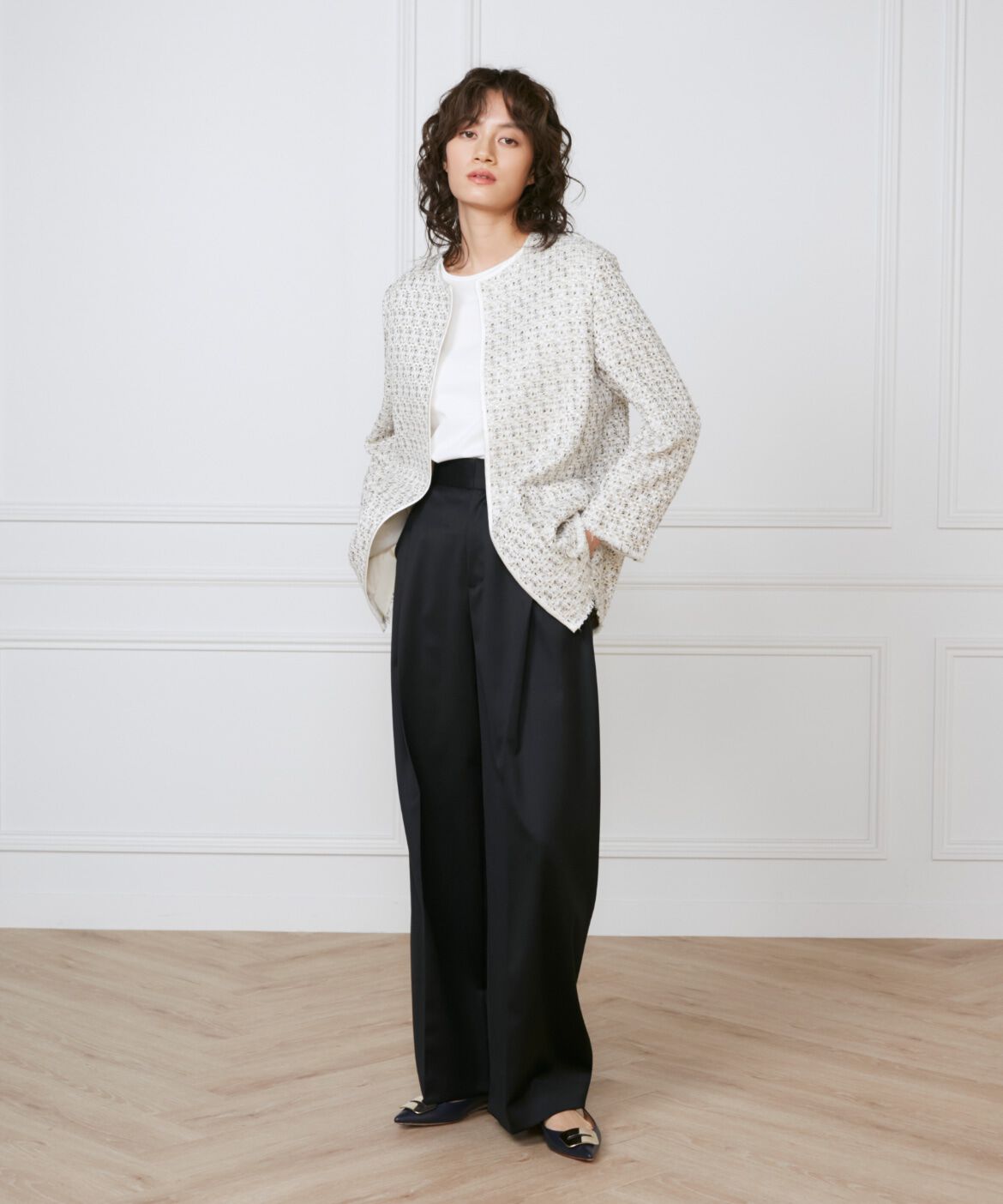 INED「ツイードジャケット《la veille by SUPERIOR CLOSET》」|ノーカラージャケット|