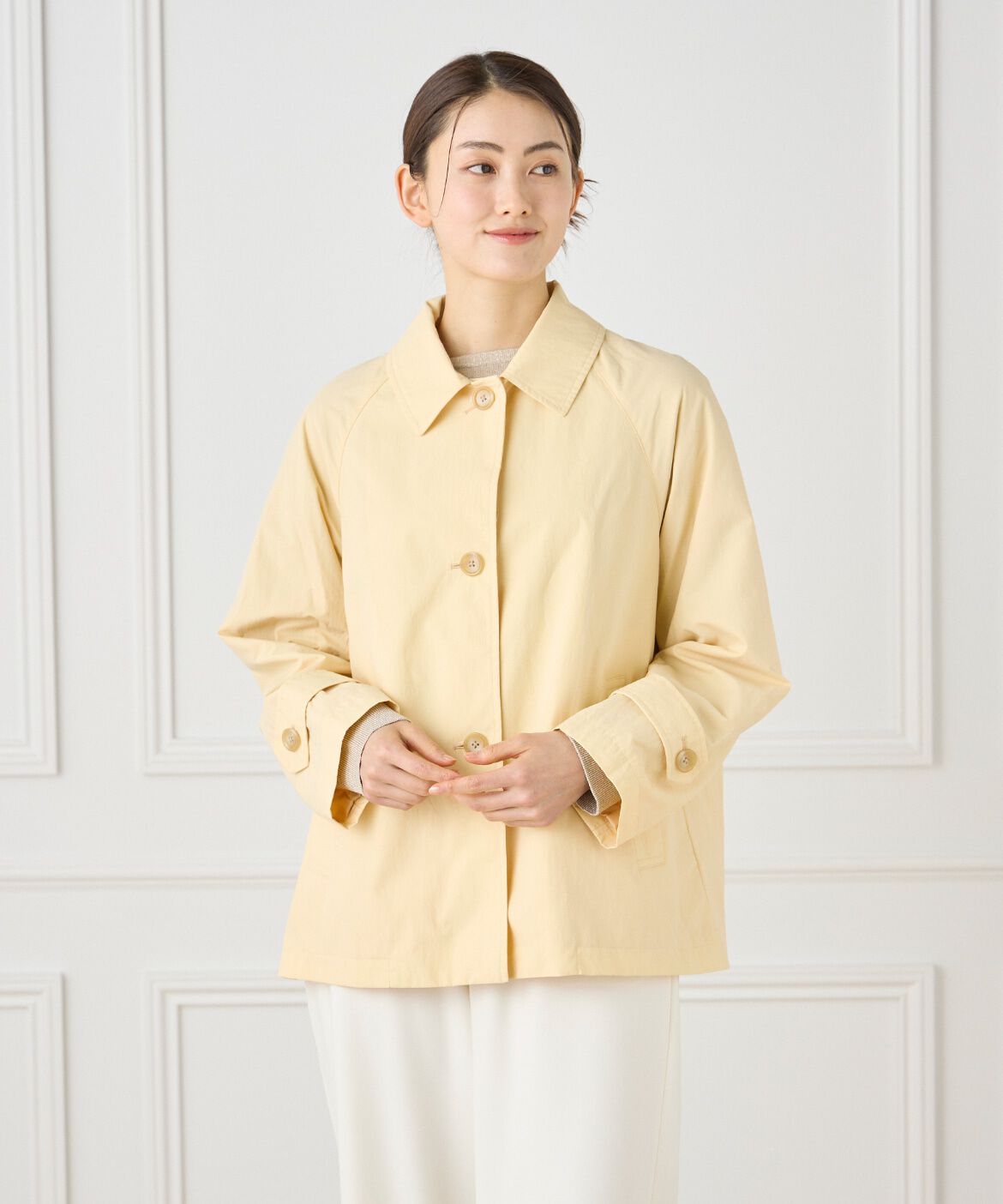 7-IDconcept.「ナイロンタッサーミドル丈ステンカラーコート　」|ピーコート|