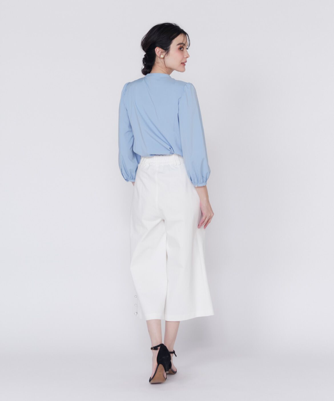 Maglie le cassetto「パールボタンデニムガウチョ」|デニム|