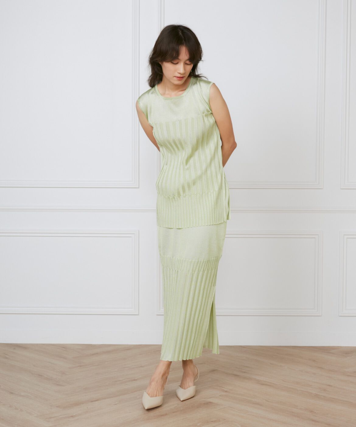 INED「シャイニーヤーンスカート《la veille by SUPERIOR CLOSET》」|タイト|