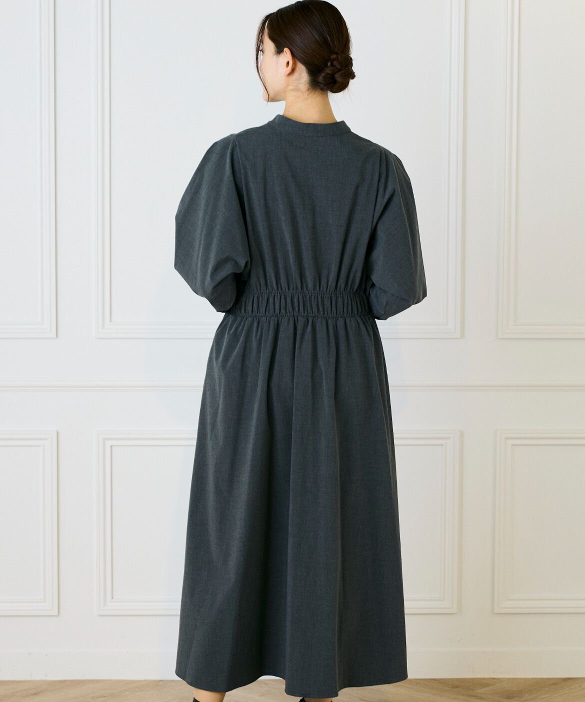 INED「《大きいサイズ》バンドカラーワンピース」|ワンピース|