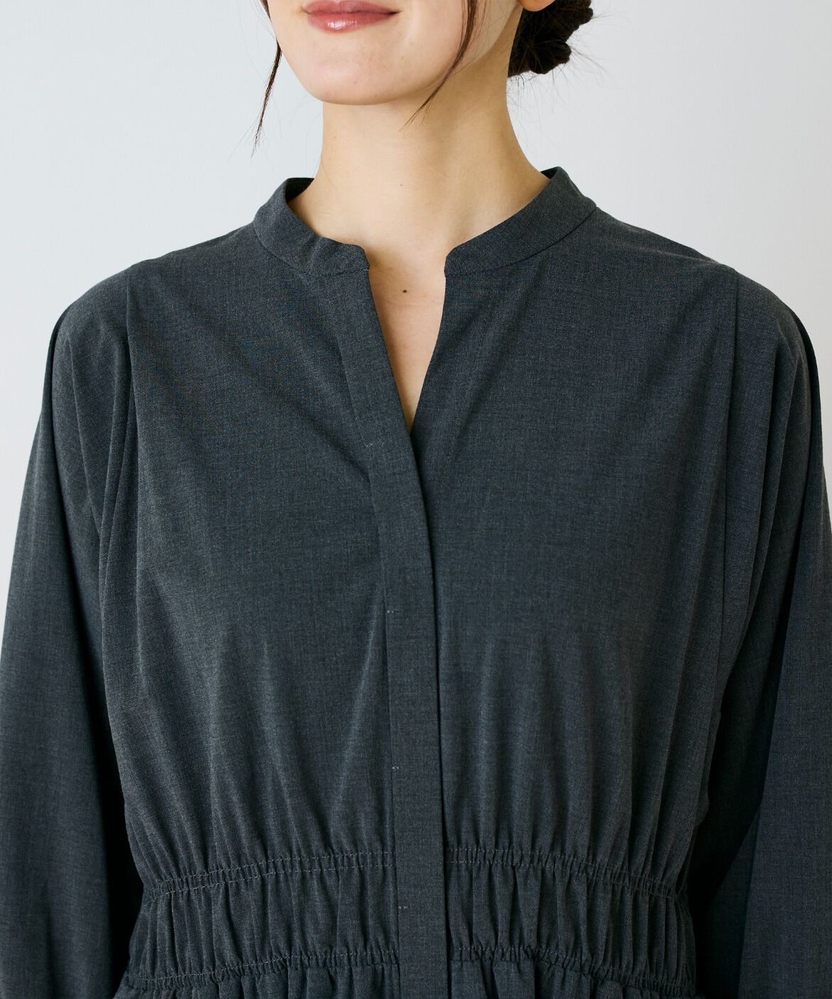 INED「《大きいサイズ》バンドカラーワンピース」|ワンピース|