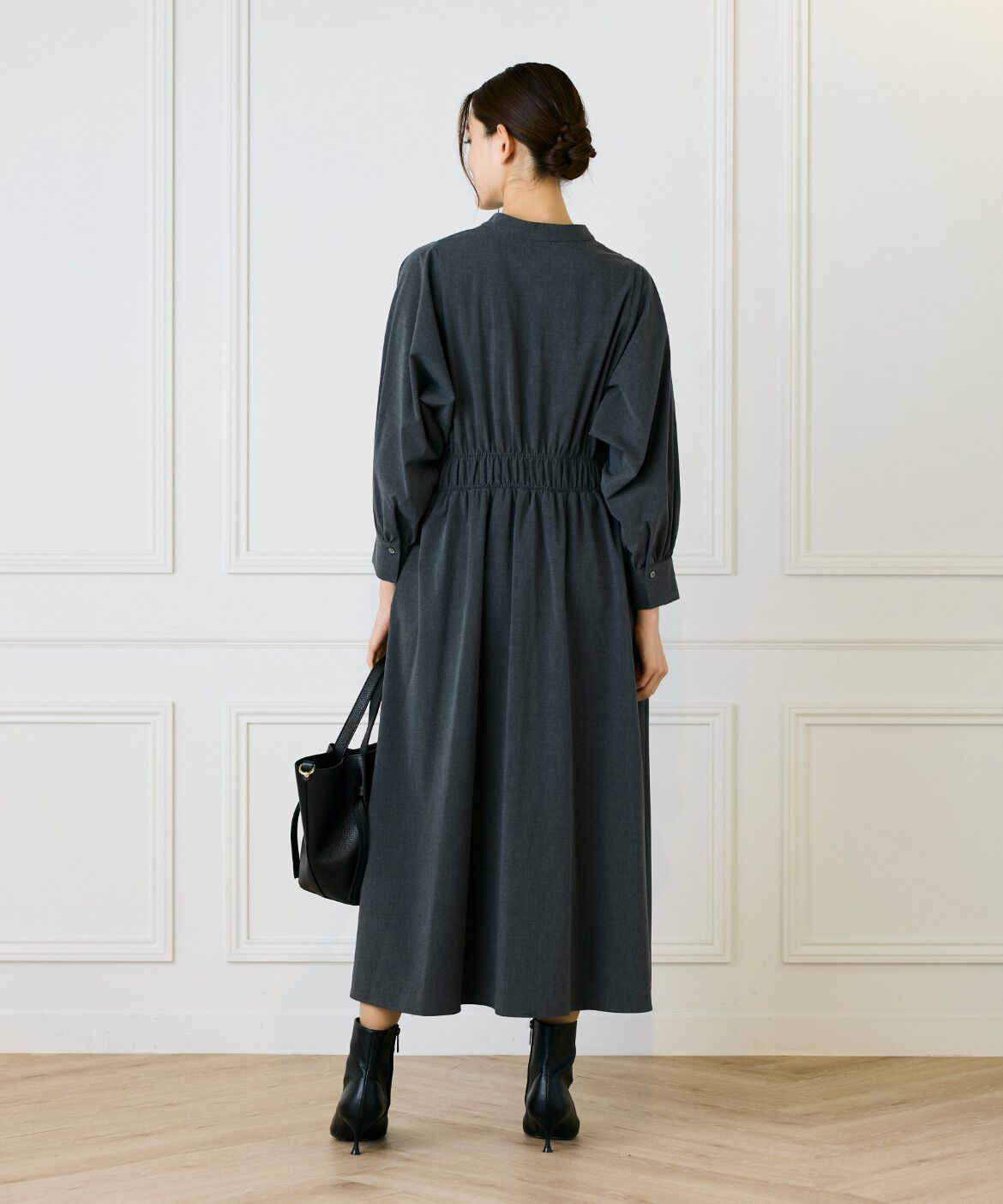 INED「《大きいサイズ》バンドカラーワンピース」|ワンピース|