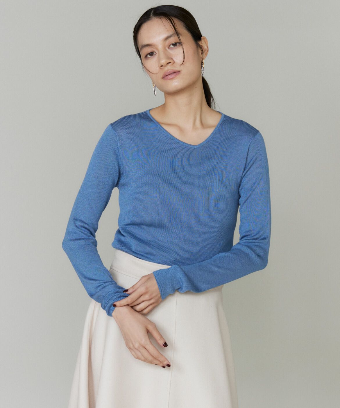 la veille by SUPERIOR CLOSET「シルクリブプルオーバー」|ニット・セーター|サックス3