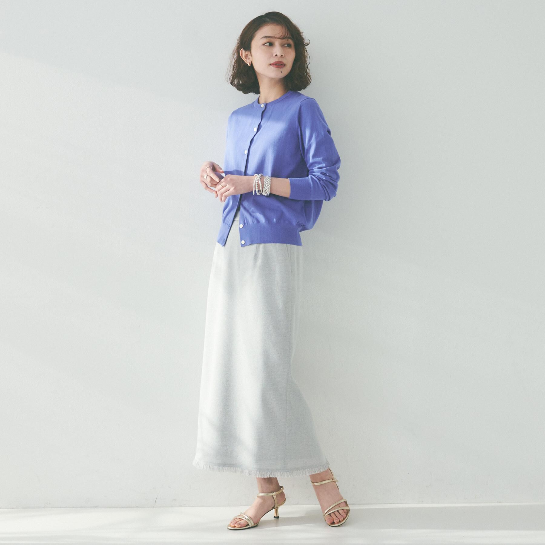 UNTITLED「【オンオフ/ストレッチ】裾フリンジナロースカート」|スカート|