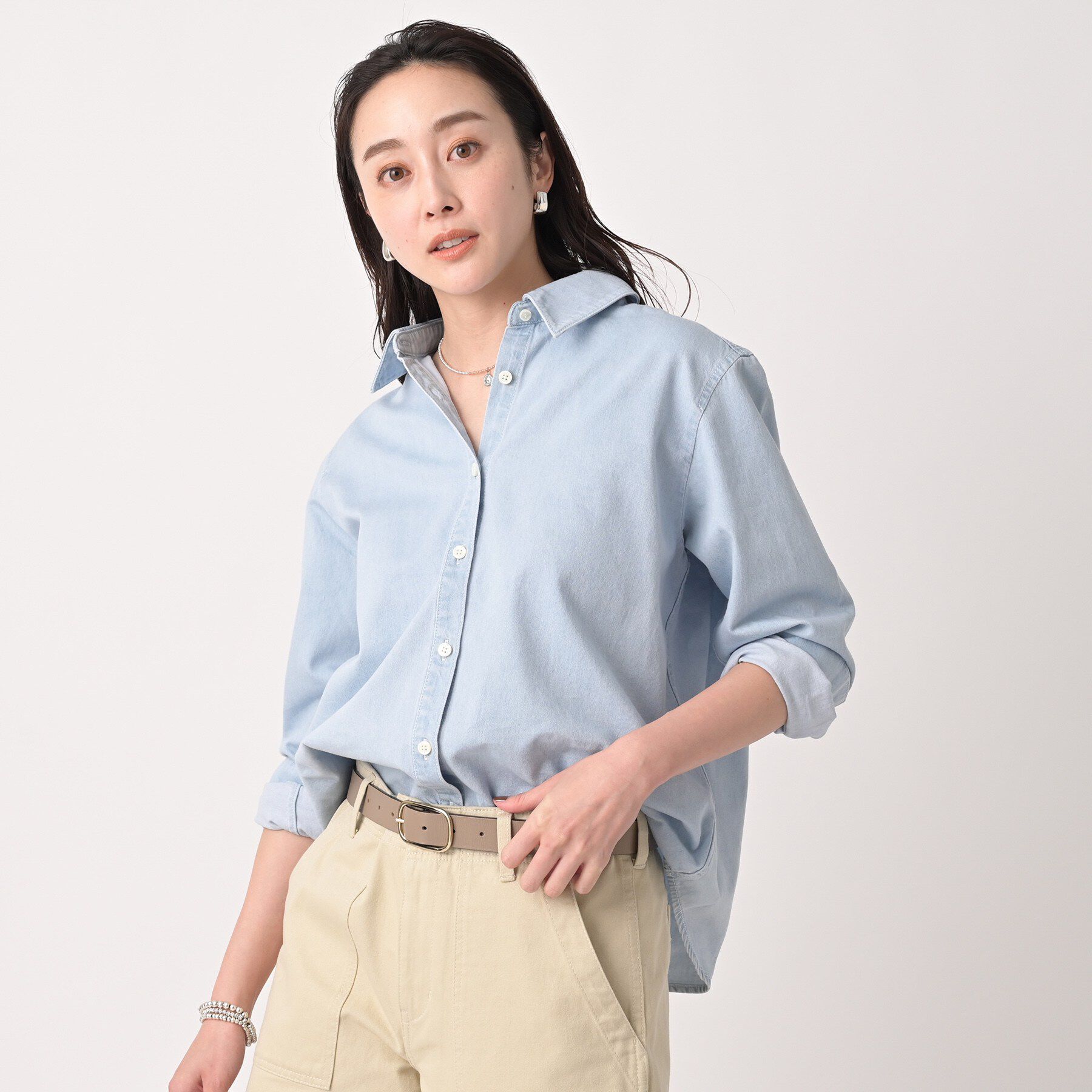 UNTITLED「ライトウェイトデニムブラウス」|シャツ・ブラウス|サックスブルー(09