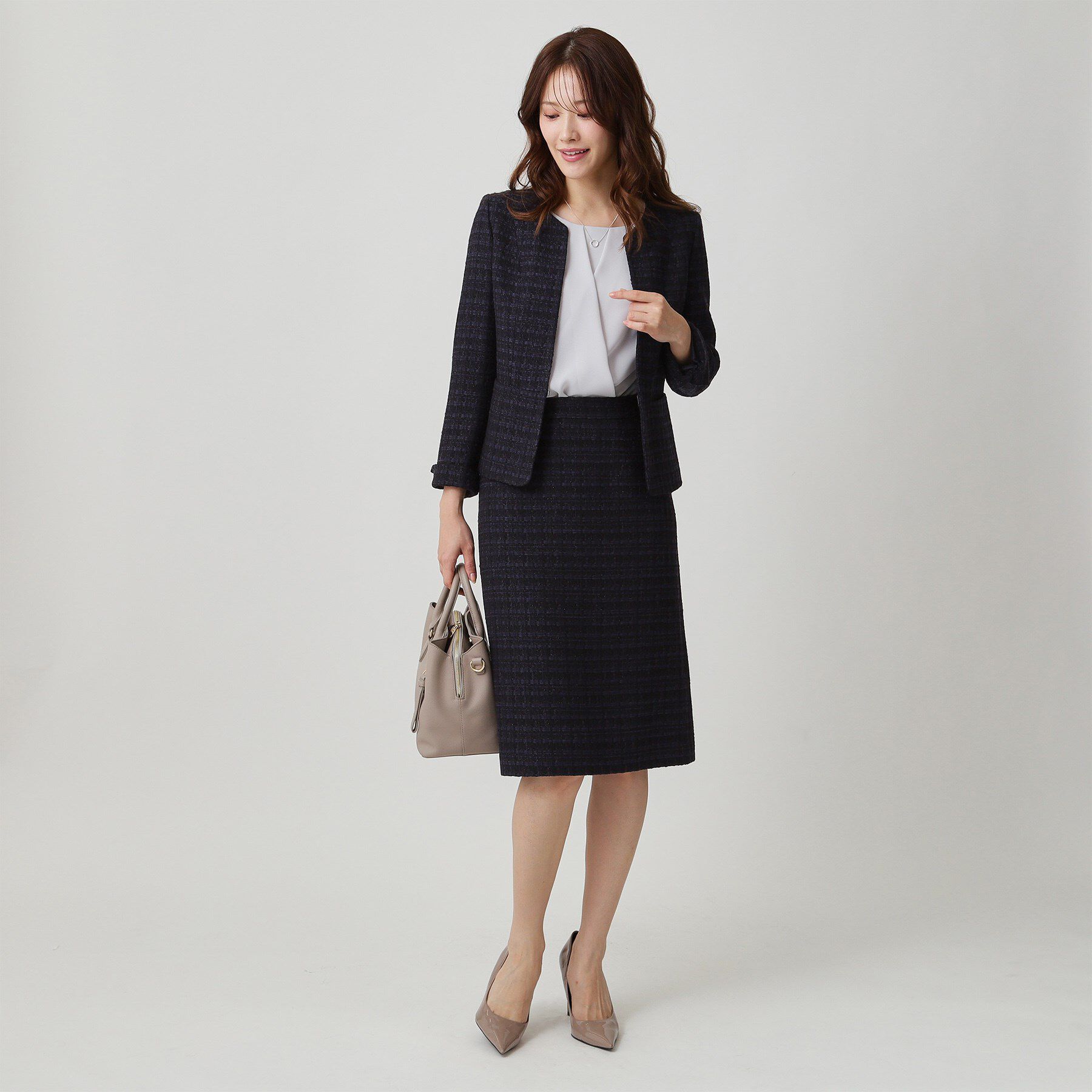 COUP DE CHANCE「【日本製／セットアップ】ファンシーツィードのセミAラインスカート」|スカート|