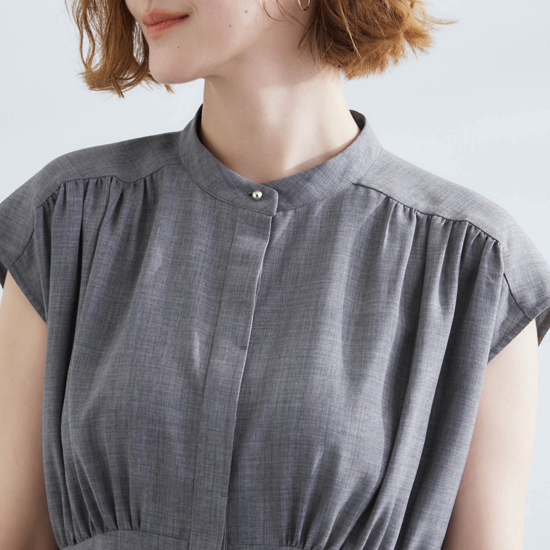 grove「ウエスト高見えでスタイルアップ　上品スタンドカラーシャツワンピース」|ワンピース|