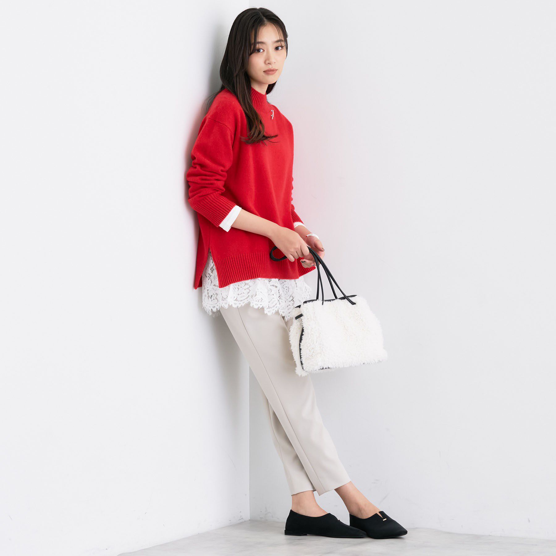 INDIVI「【冬ニット人気NO．1！／カシミヤ混】ミドルゲージハイネックニット」|ニット・セーター|