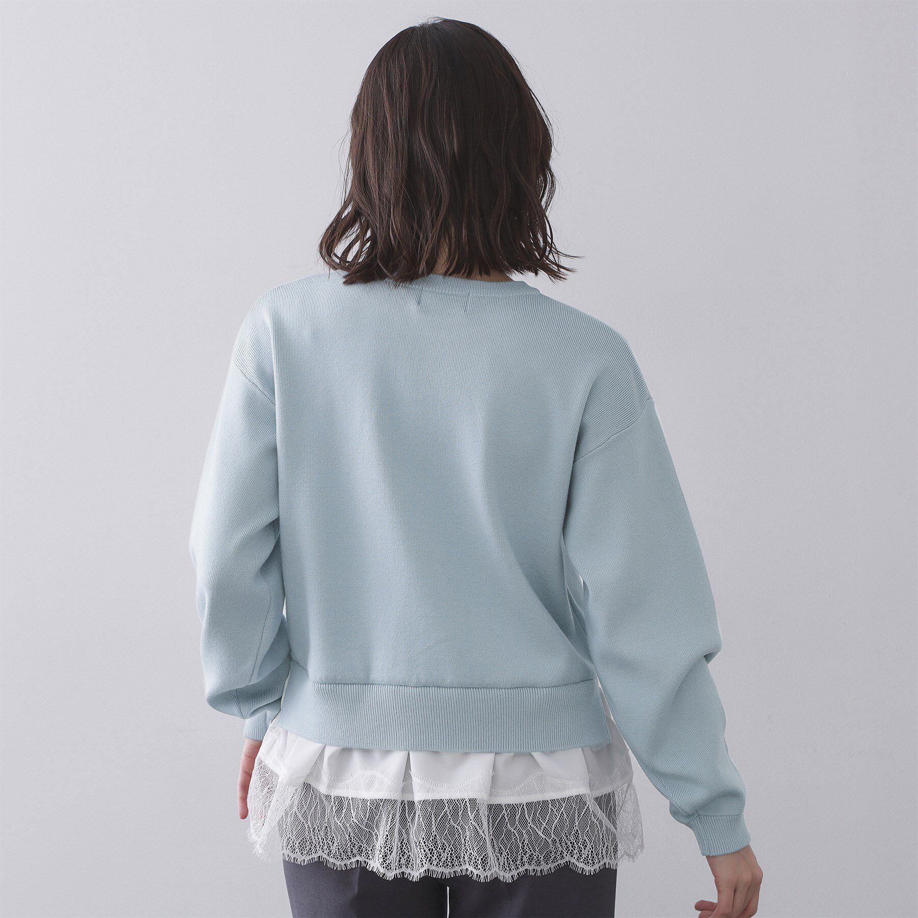 OPAQUE.CLIP「裾レースドッキングニット」|ニット・セーター|