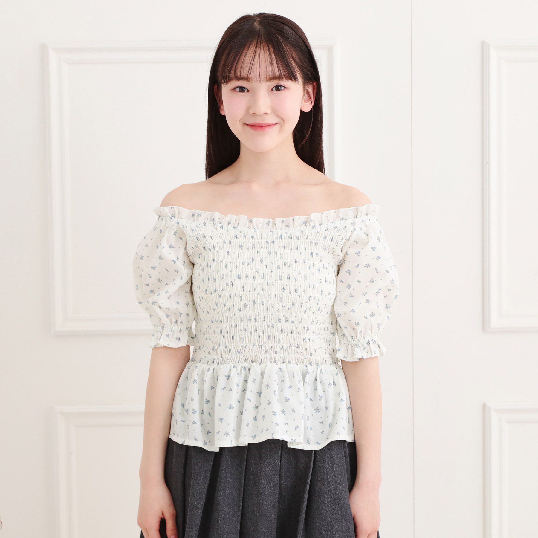 PINK-latte「2WAYシャーリングブラウス」|シャツ・ブラウス|