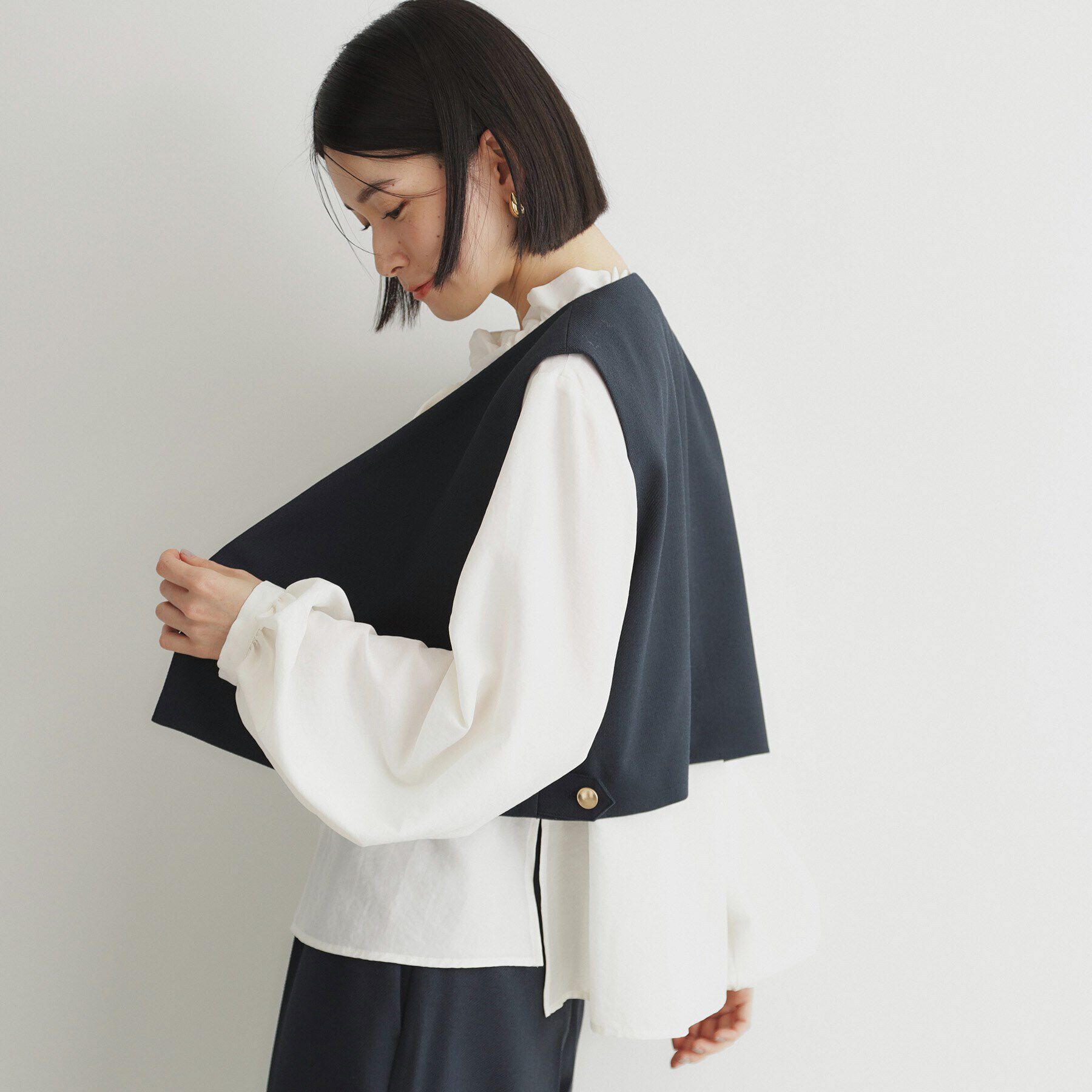 THE SHOP TK「【セットアップ可／ONOFF活躍】カルゼショートジレ／洗える」|ベスト・ジレ|