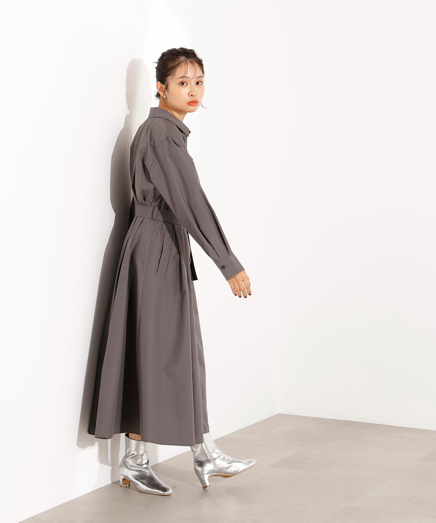  「タック入りシャツワンピース」|ワンピース|