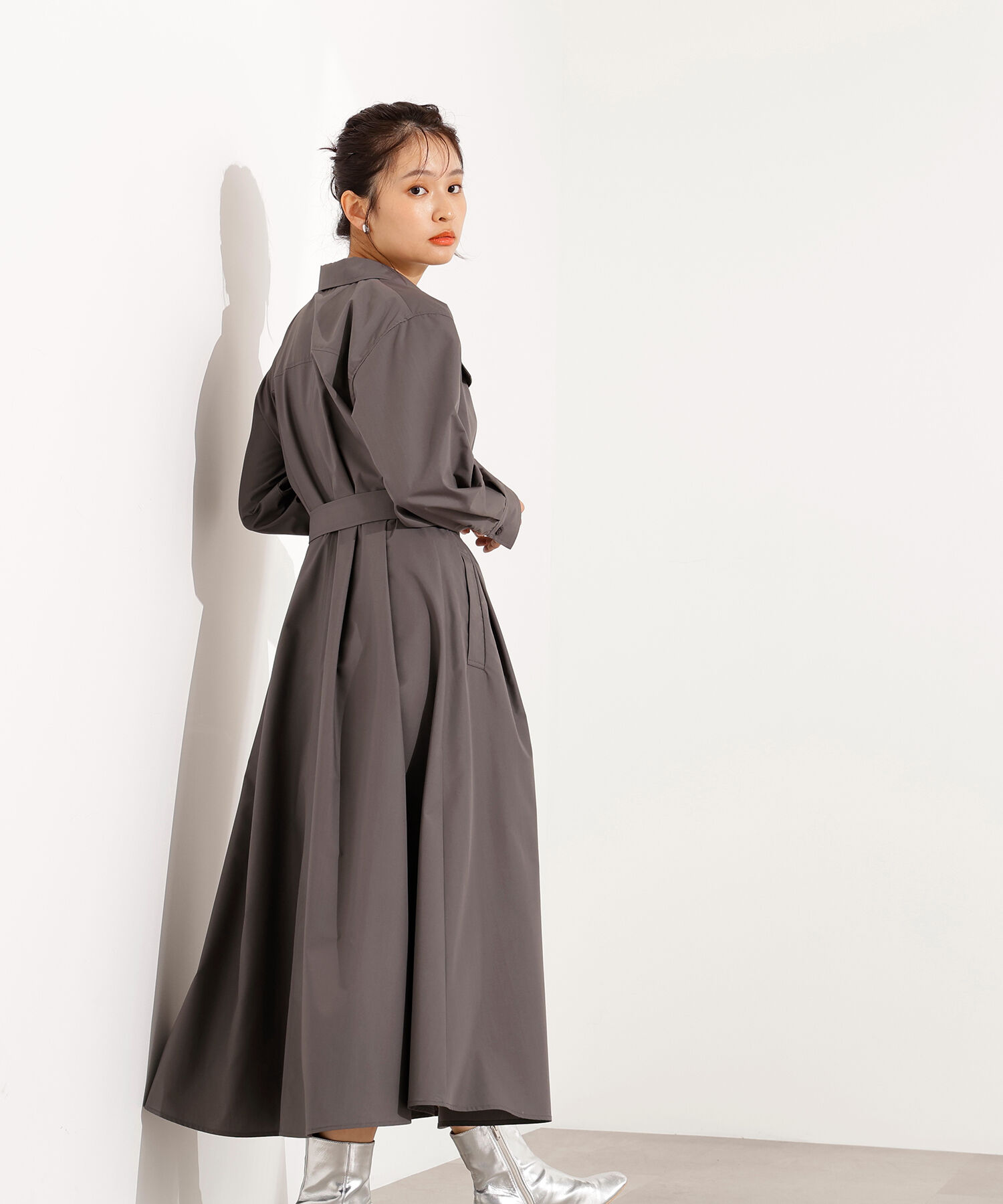  「タック入りシャツワンピース」|ワンピース|