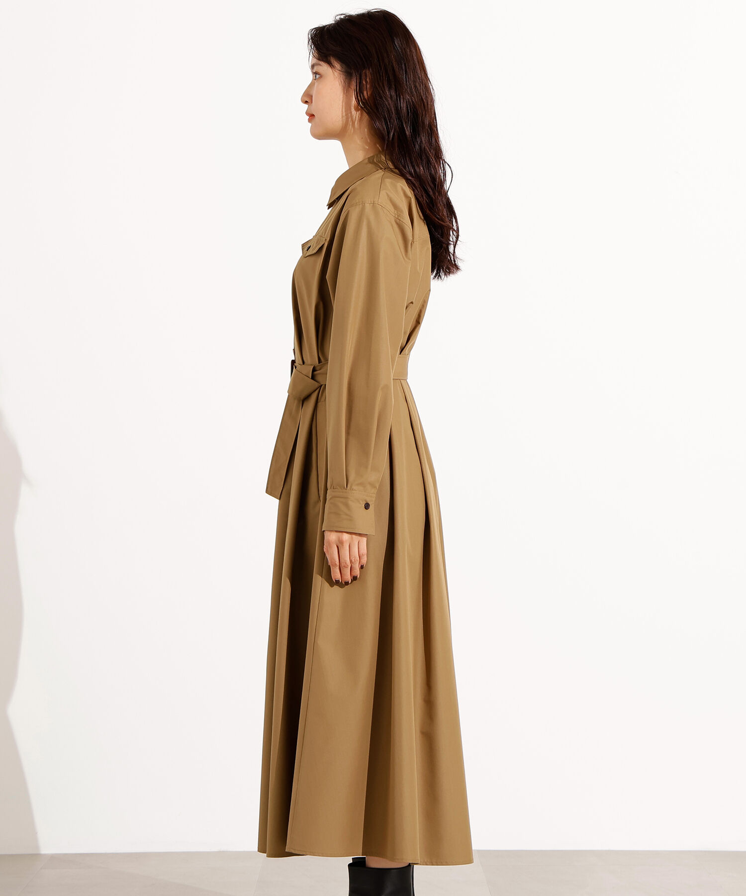  「タック入りシャツワンピース」|ワンピース|