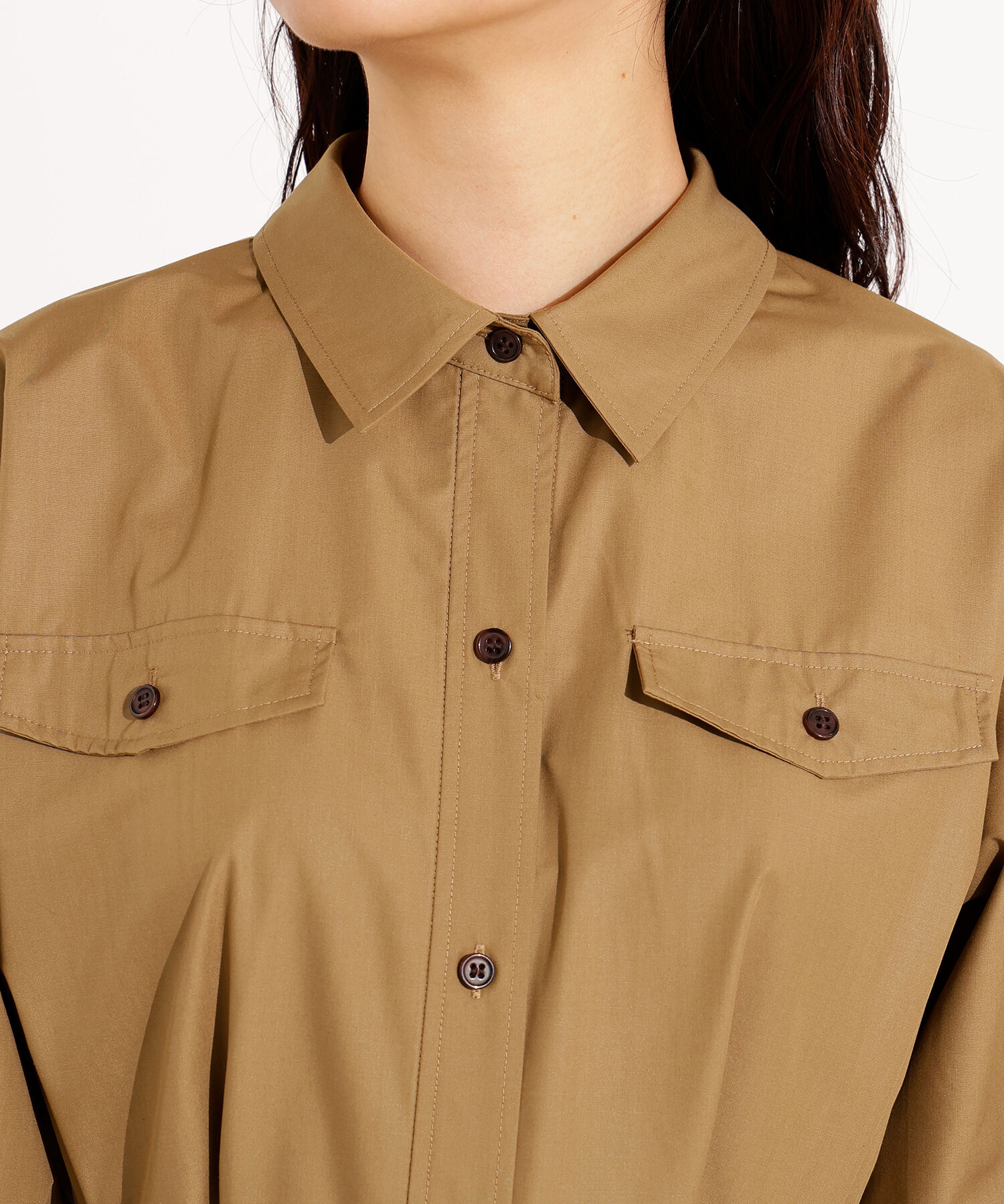  「タック入りシャツワンピース」|ワンピース|