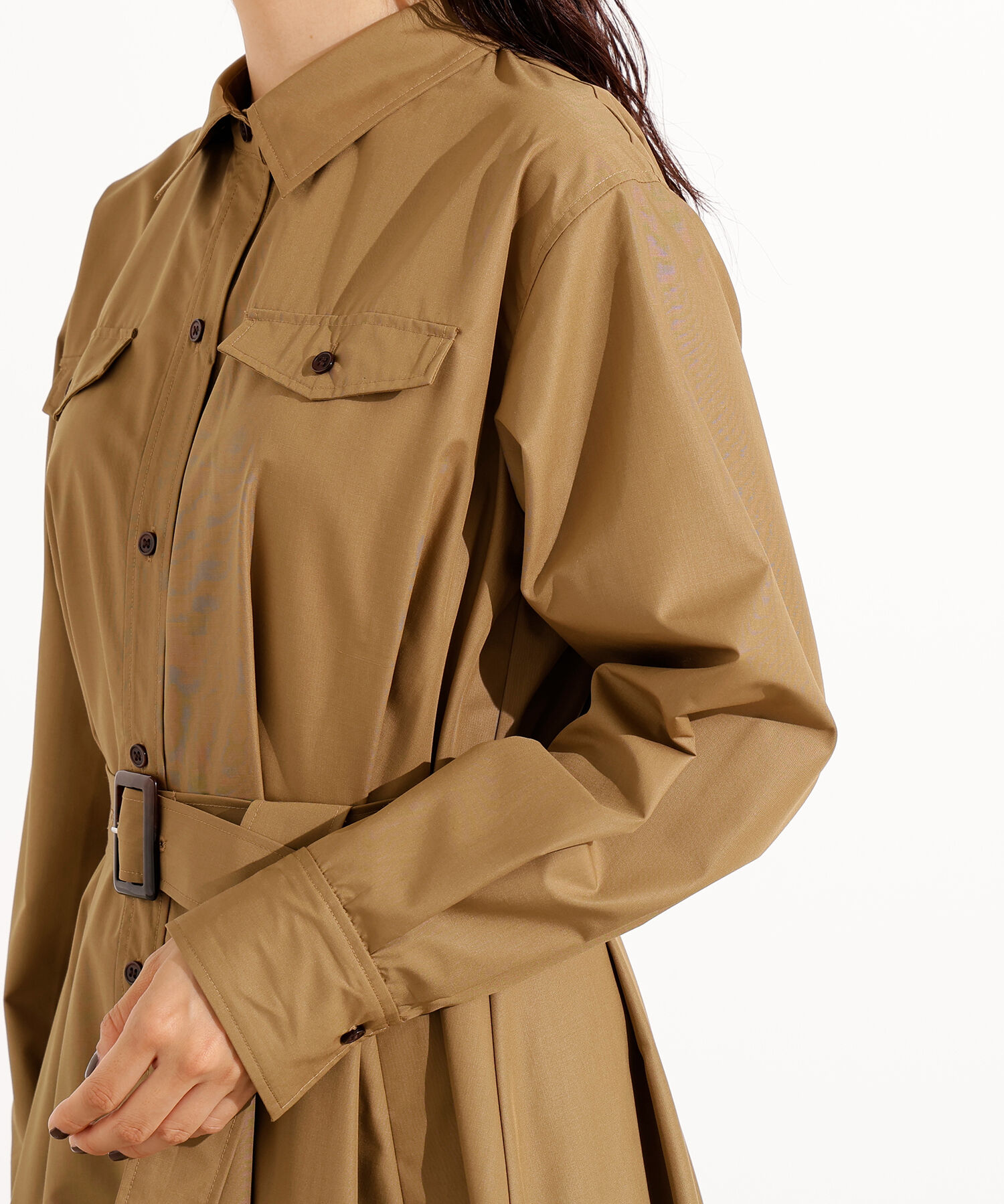  「タック入りシャツワンピース」|ワンピース|