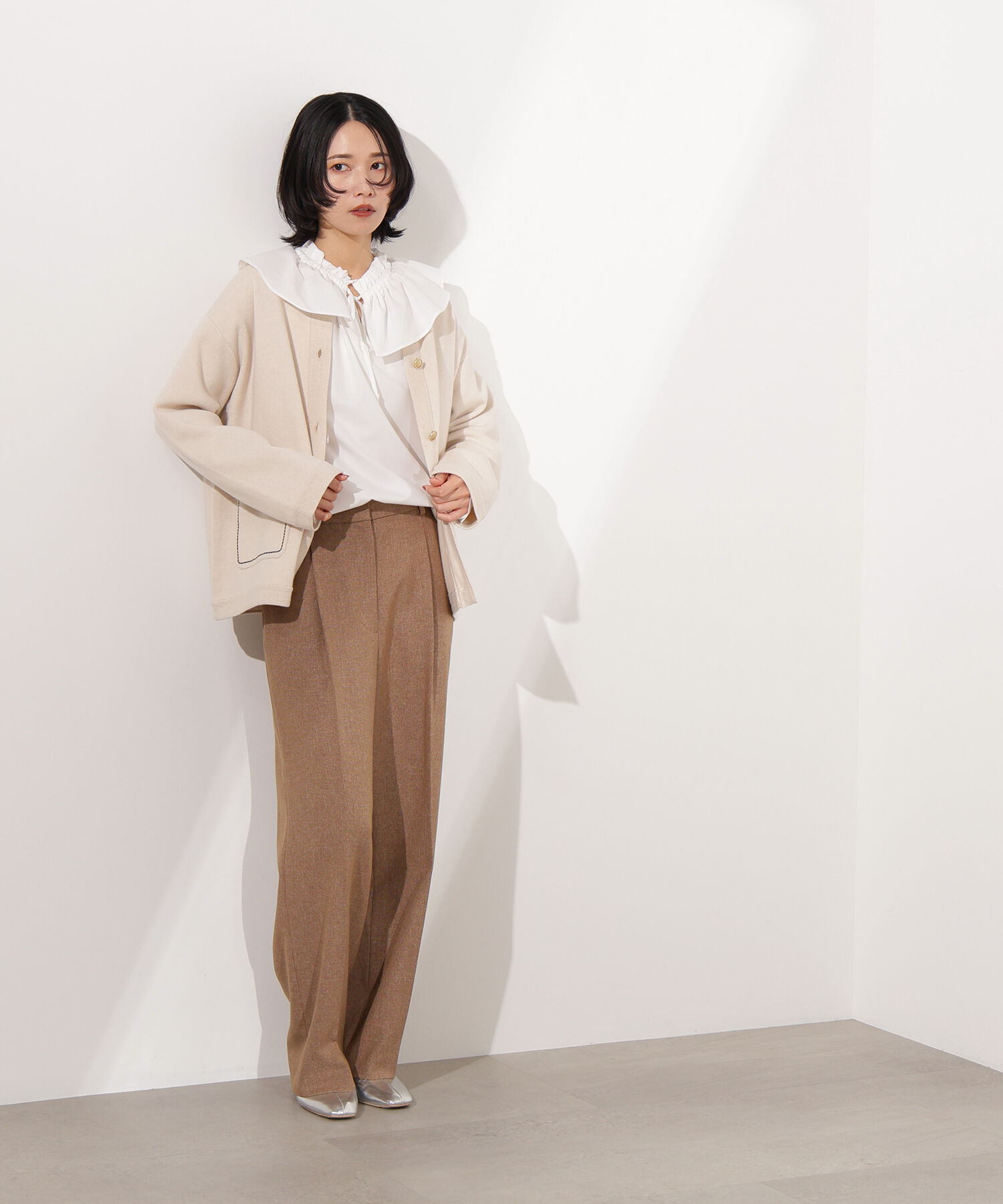  「ミドル丈ニットジャケット」|ニット・セーター|