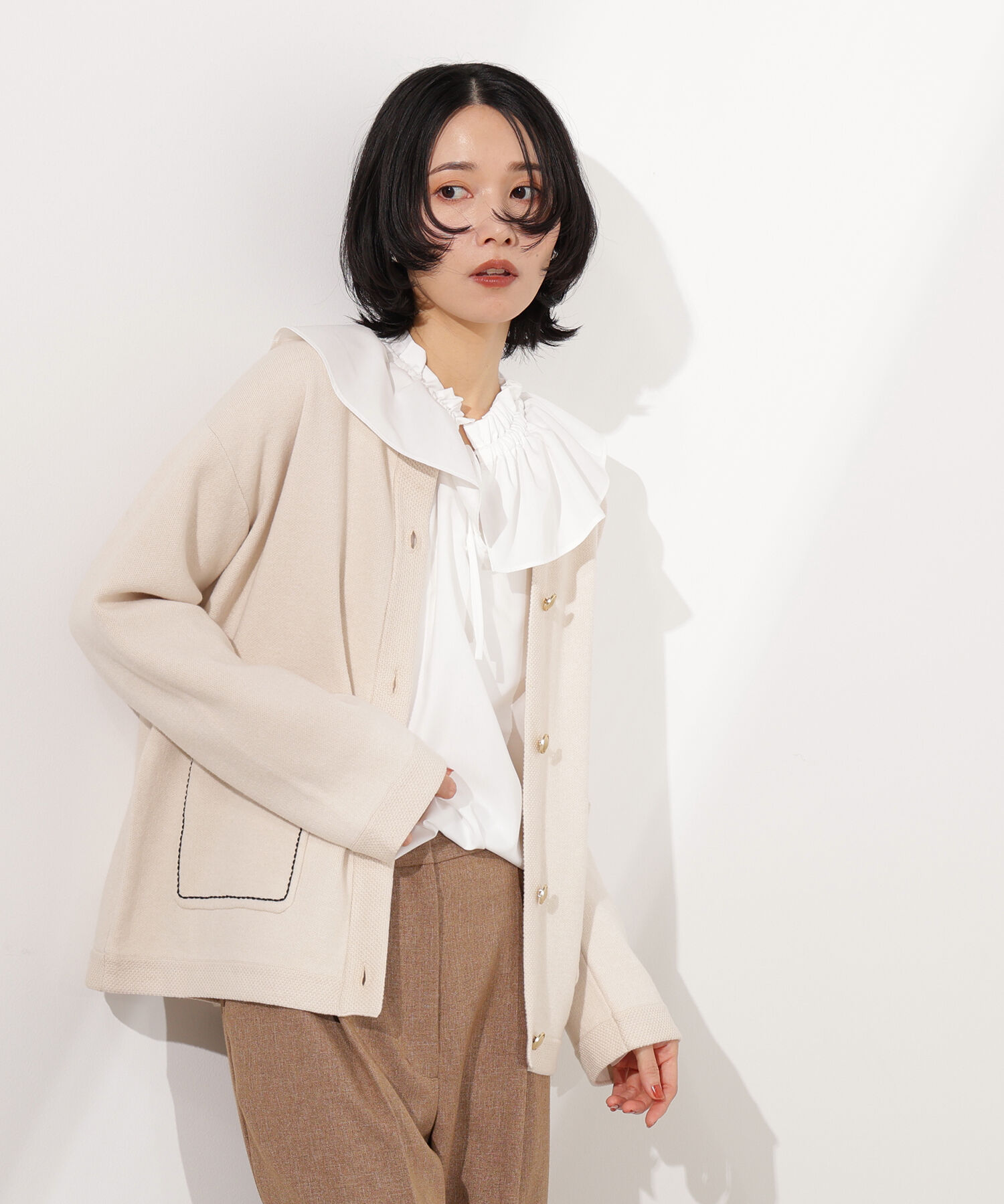  「ミドル丈ニットジャケット」|ニット・セーター|