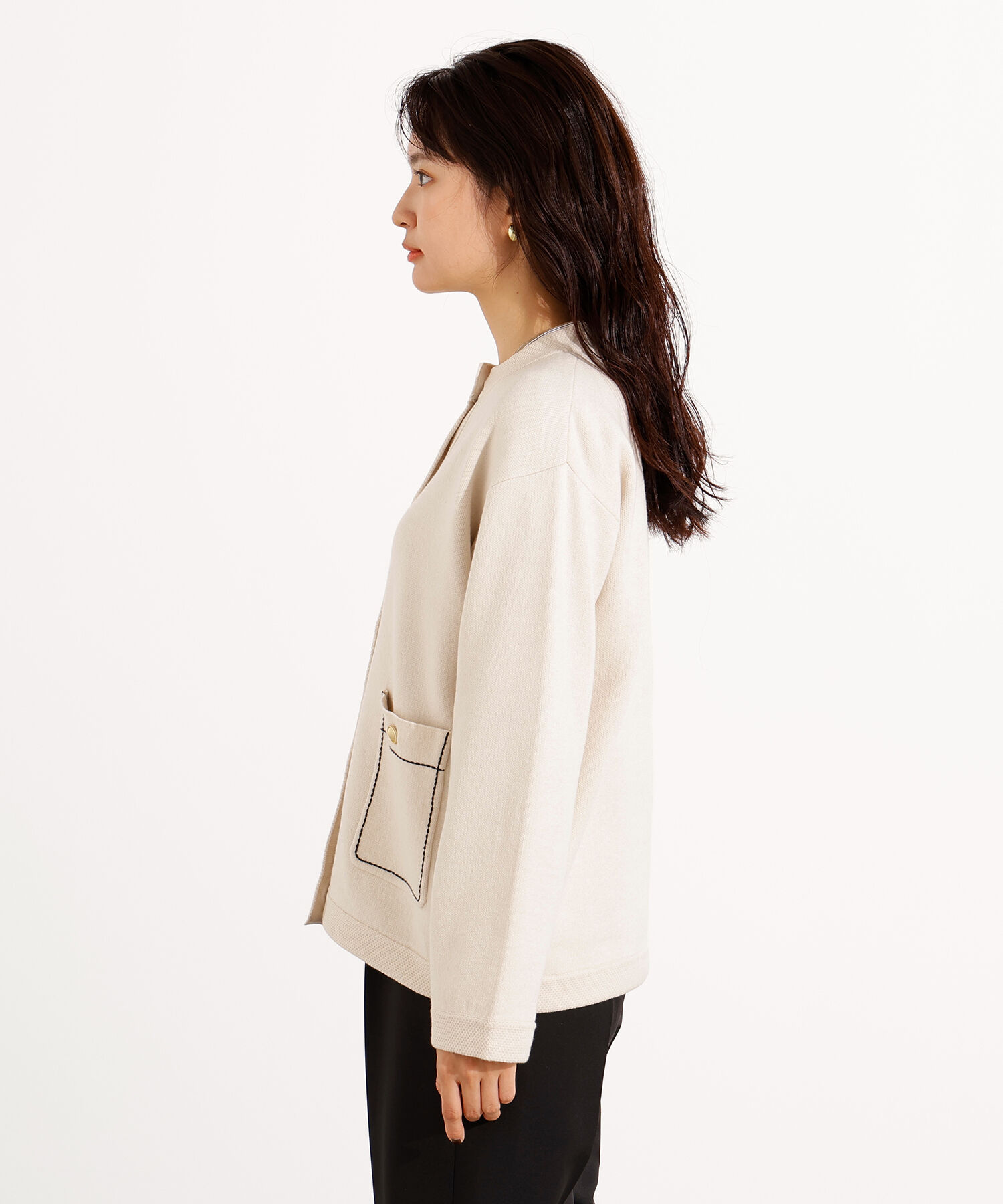  「ミドル丈ニットジャケット」|ニット・セーター|