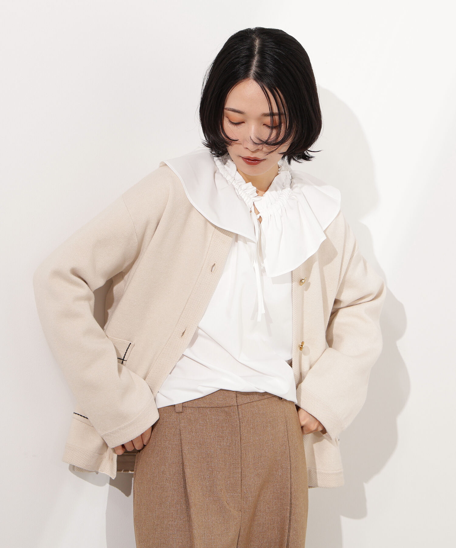  「ミドル丈ニットジャケット」|ニット・セーター|