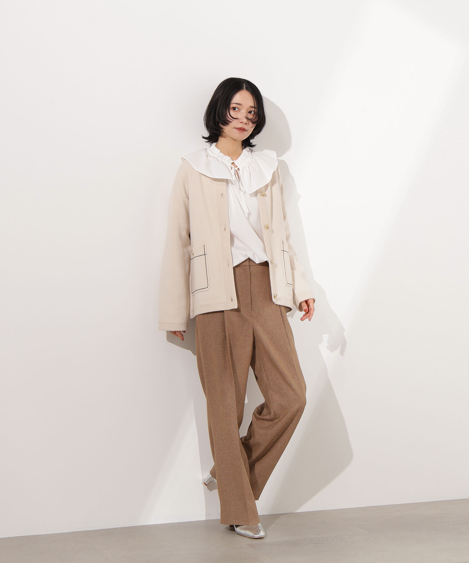  「ミドル丈ニットジャケット」|ニット・セーター|