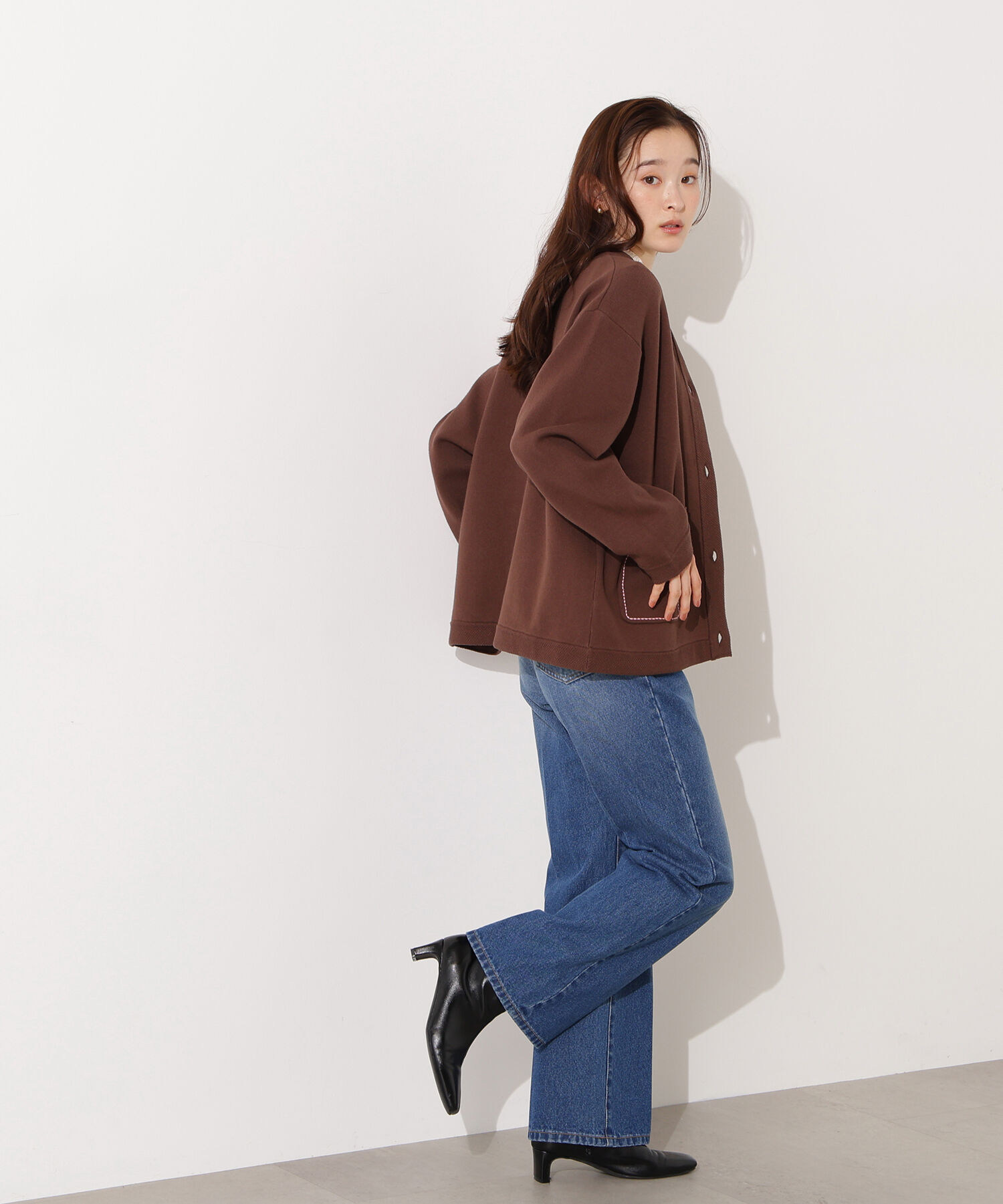  「ミドル丈ニットジャケット」|ニット・セーター|