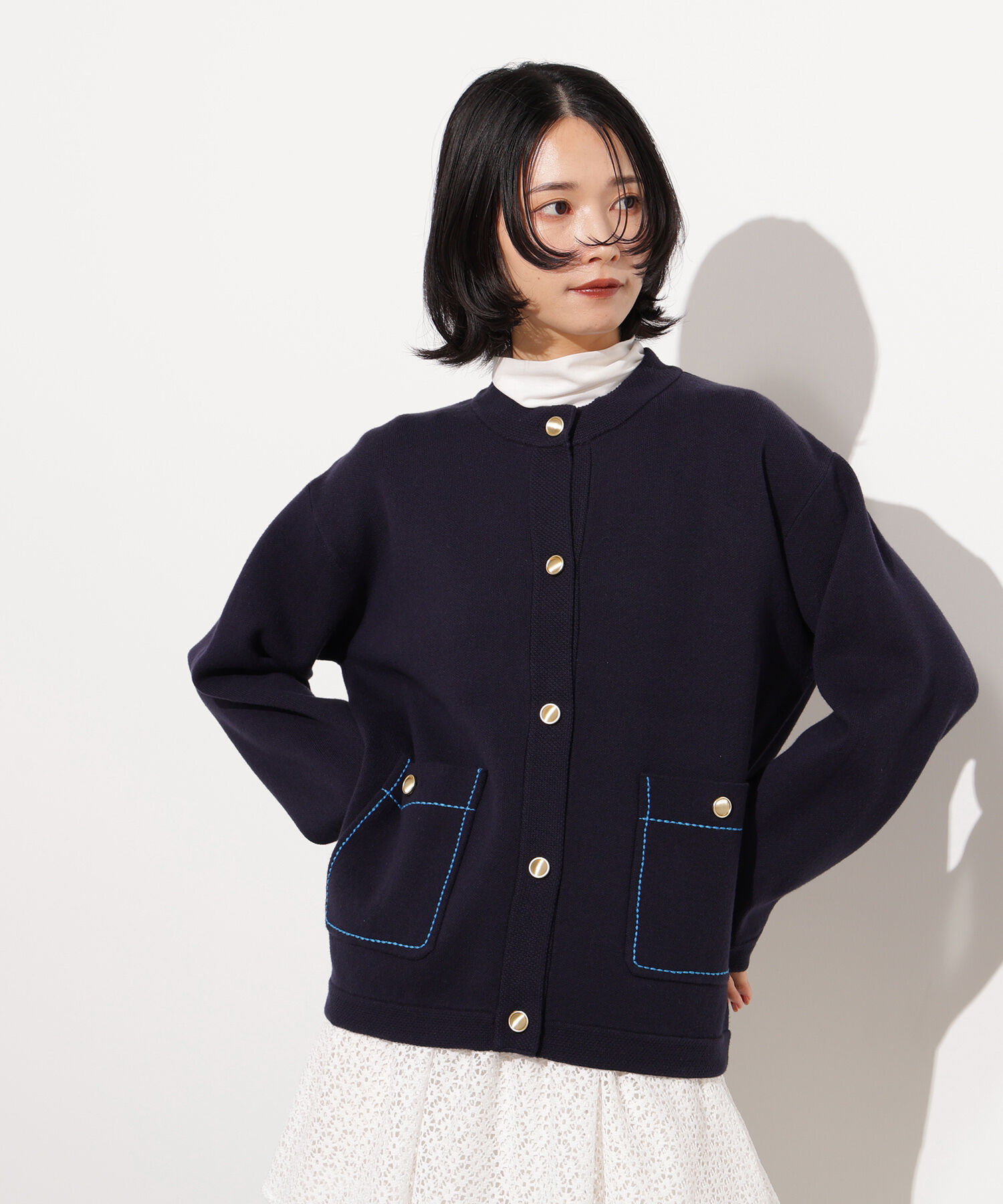  「ミドル丈ニットジャケット」|ニット・セーター|