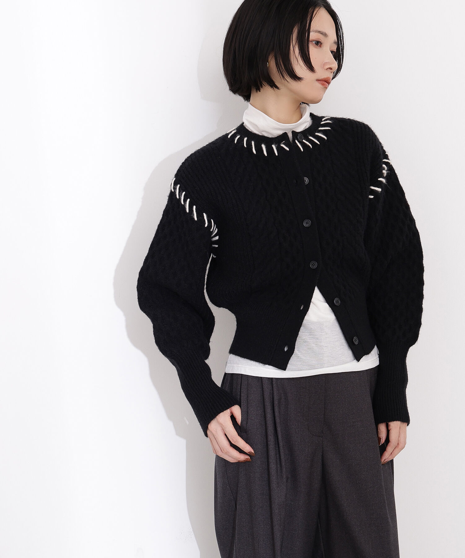  「ケーブルステッチカーディガン」|ニット・セーター|