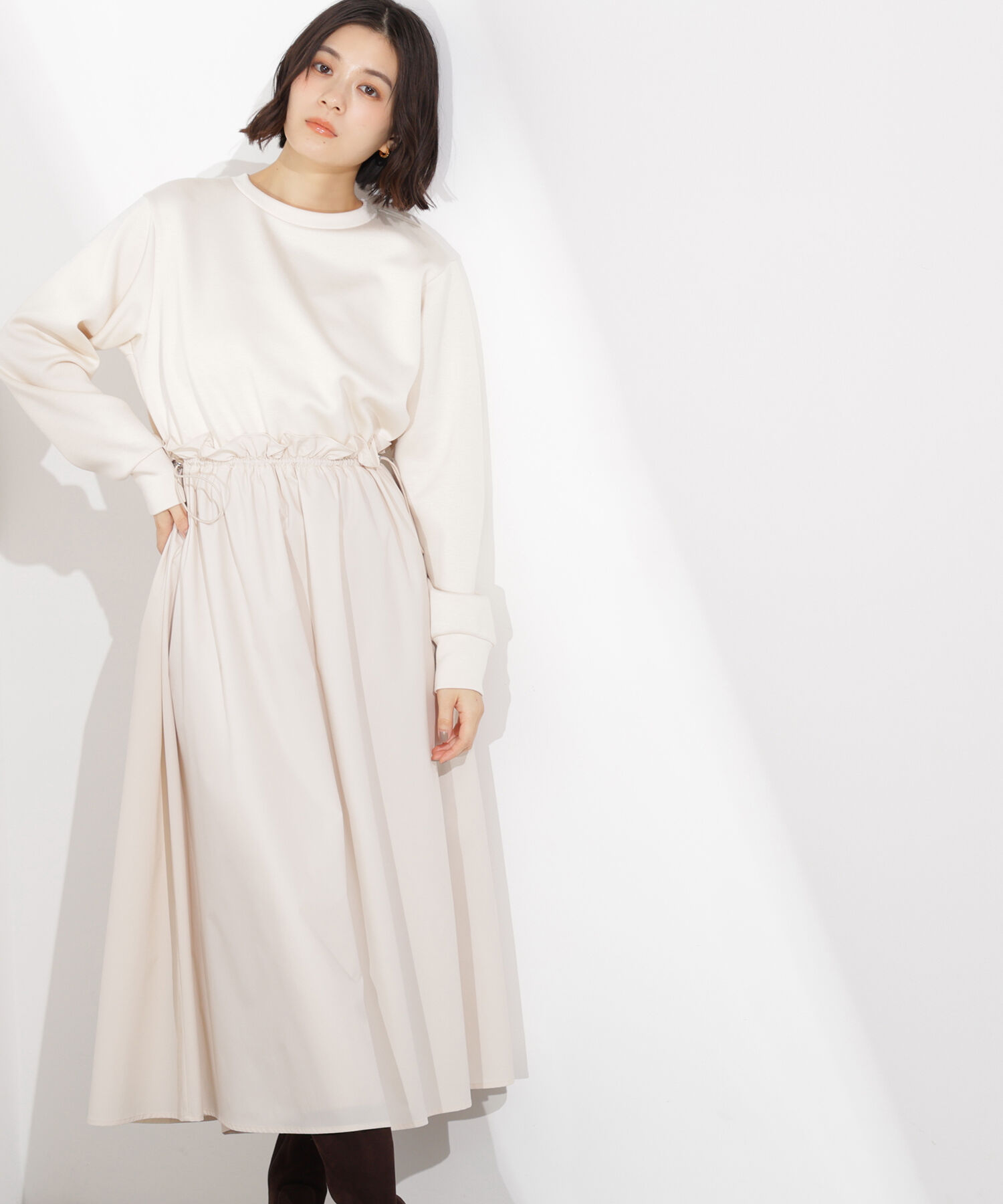  「〈N.〉ドロストドッキングワンピース」|ワンピース|オフホワイト1