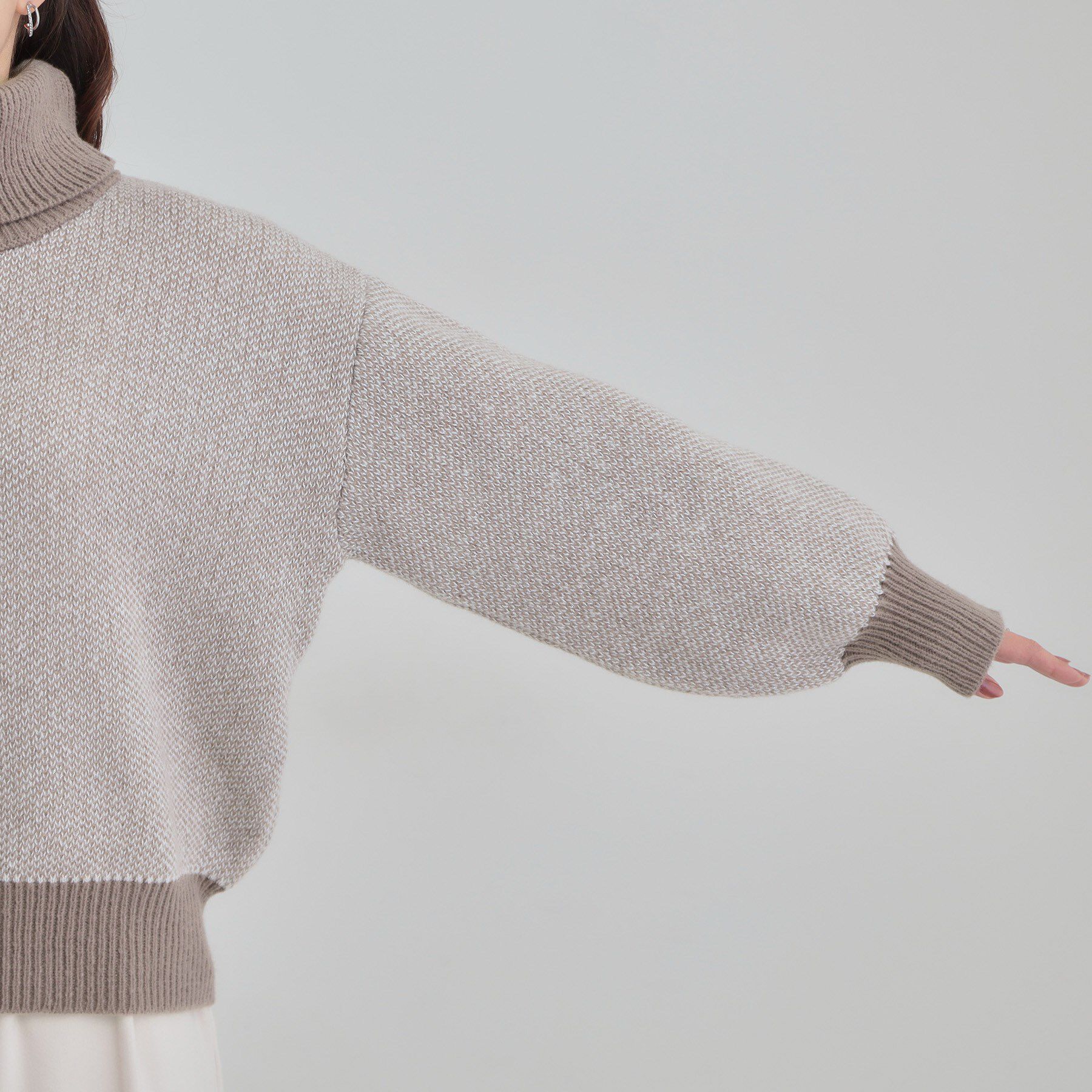 SHOO･LA･RUE「【S-LL】さりげないラメ感 配色ジャカード タートルネックニット」|ニット・セーター|