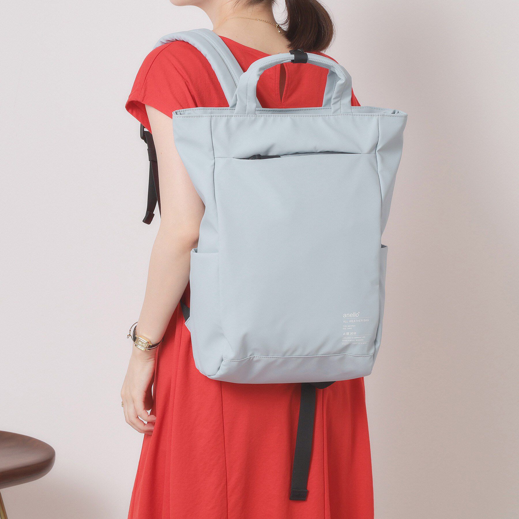 ITS&rsquo;DEMO「＜anello＞耐水スクエアリュック【A4・PC対応】」|リュック|サックスブルー(09