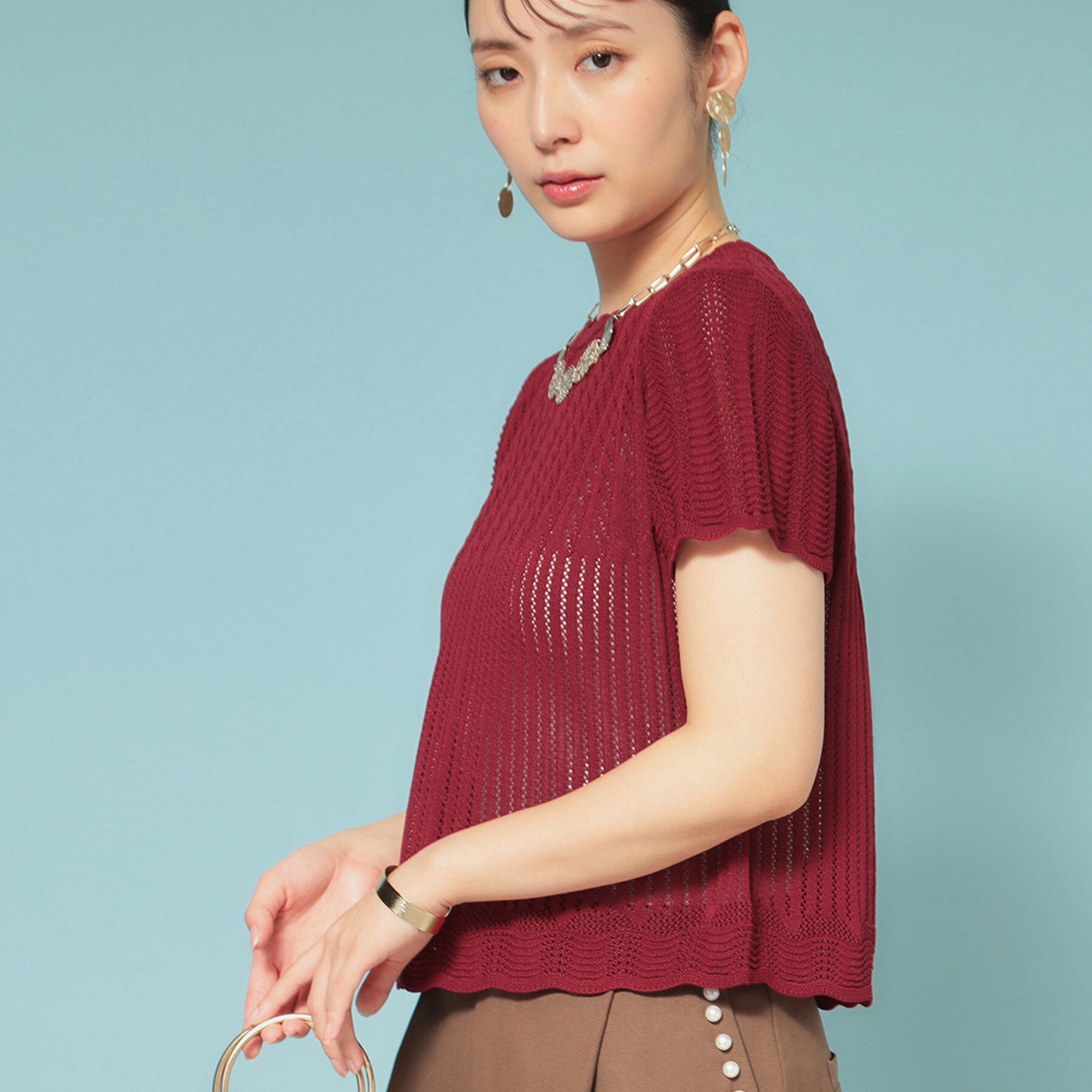 SunaUna「【新作／透かし柄／3色展開】スカラップニット」|ニット・セーター|