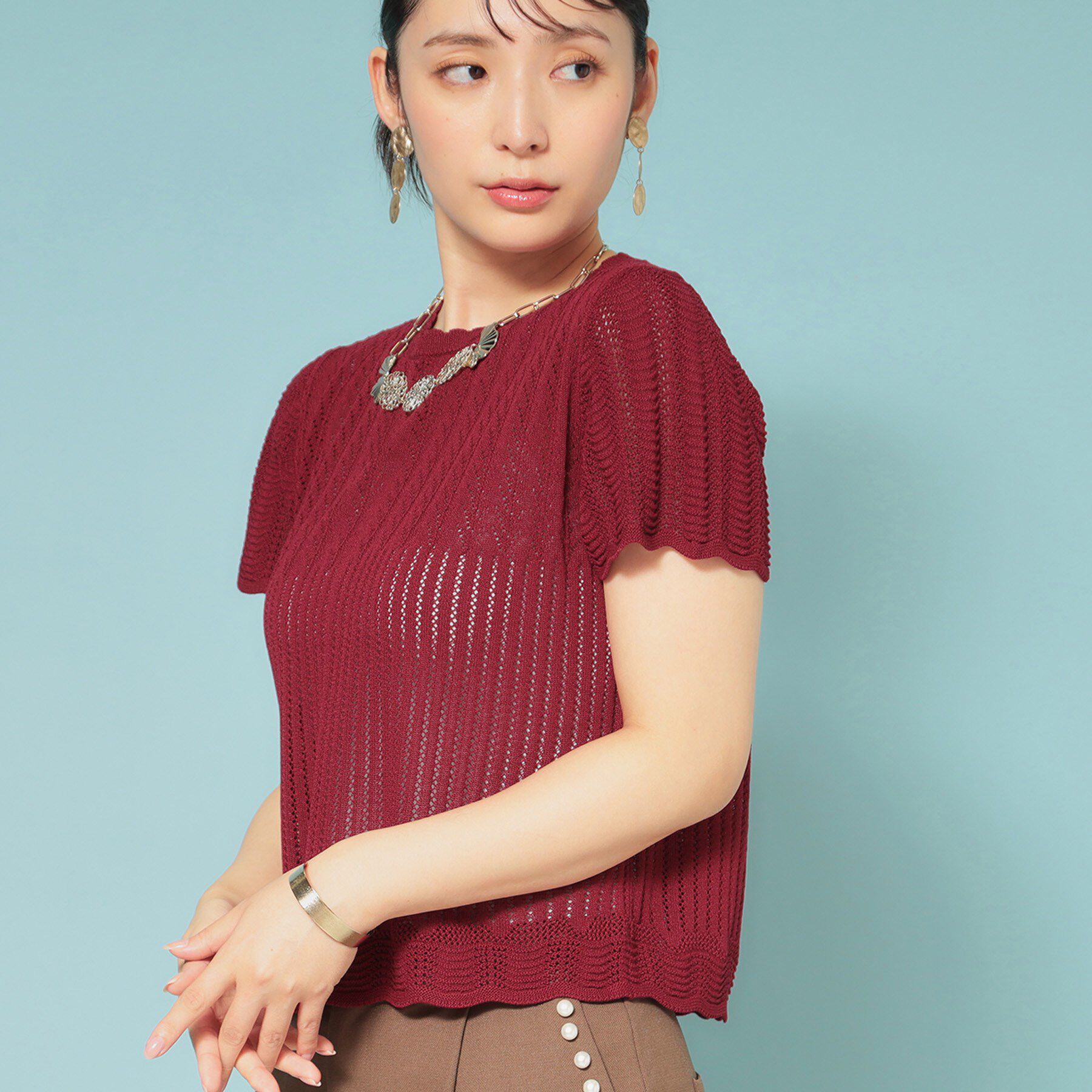 SunaUna「【新作／透かし柄／3色展開】スカラップニット」|ニット・セーター|