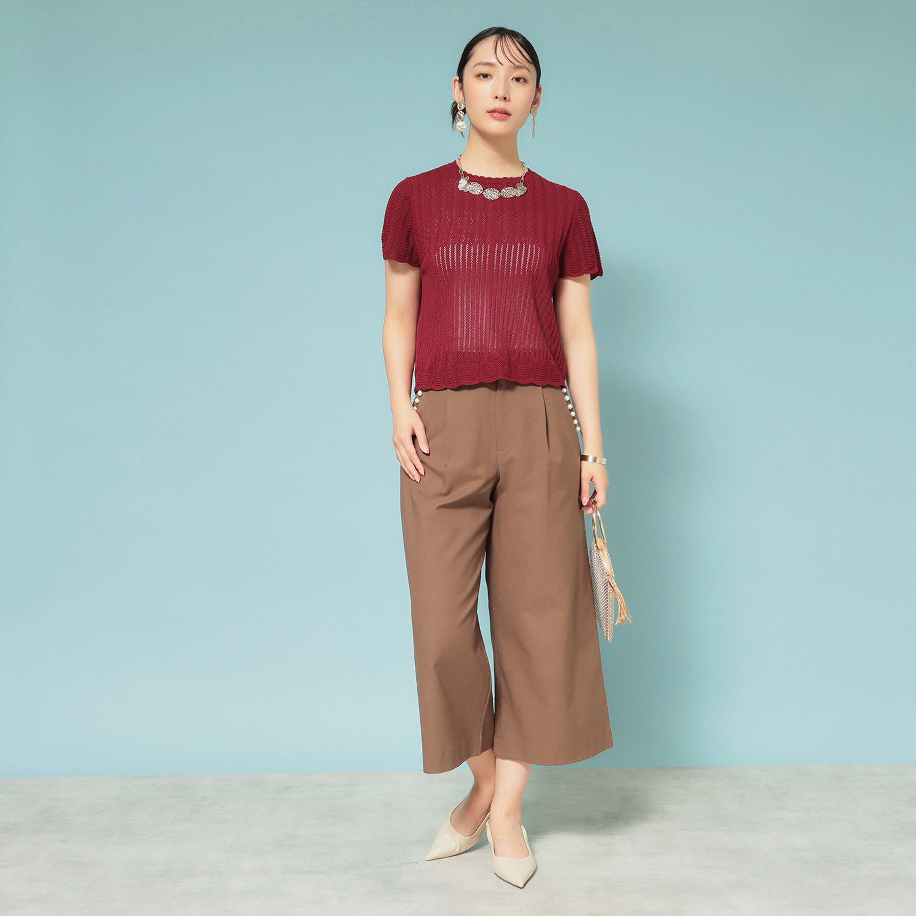 SunaUna「【新作／透かし柄／3色展開】スカラップニット」|ニット・セーター|