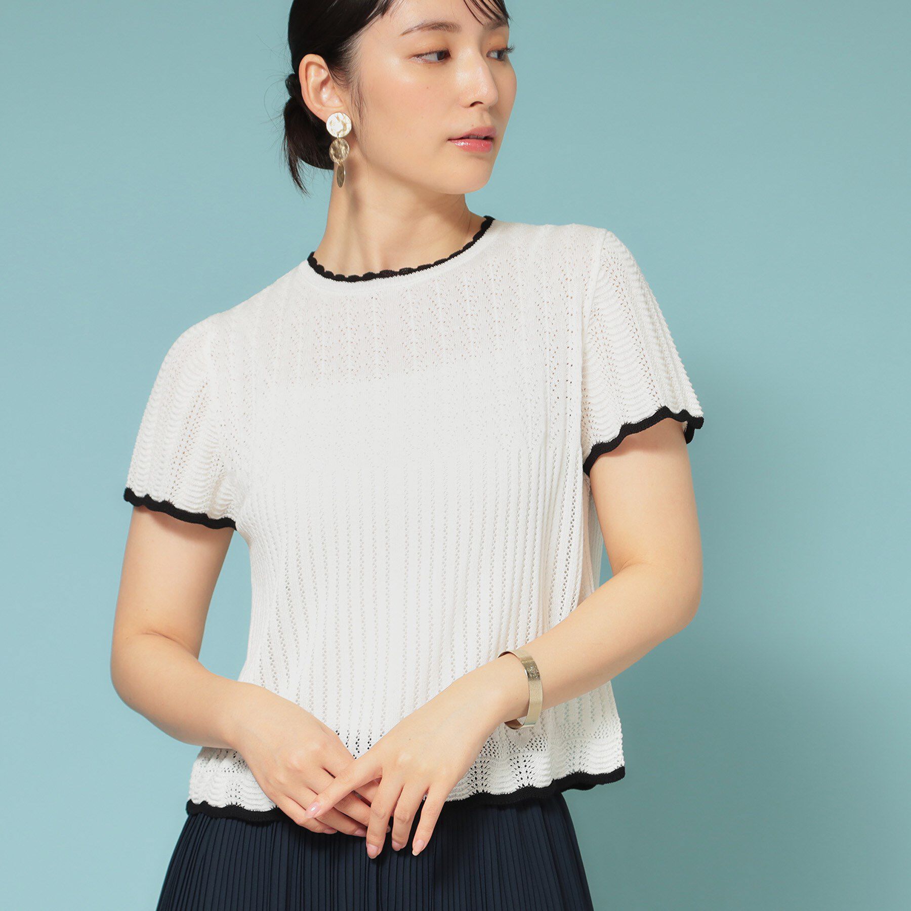 SunaUna「【新作／透かし柄／3色展開】スカラップニット」|ニット・セーター|