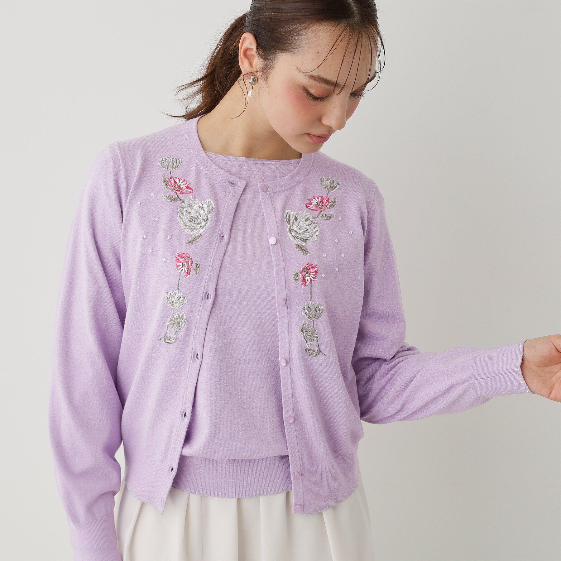 SunaUna「【SS～Lサイズ展開／フラワー刺繍】クラフトカーディガン」|カーディガン|