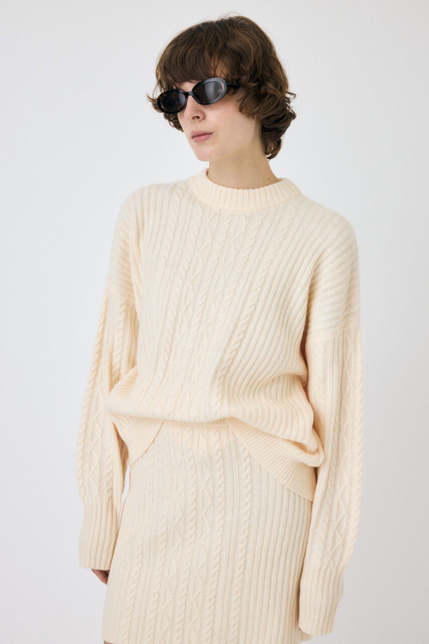 MOUSSY「RIB CABLE ニットトップス」|ニット・セーター|IVOY3