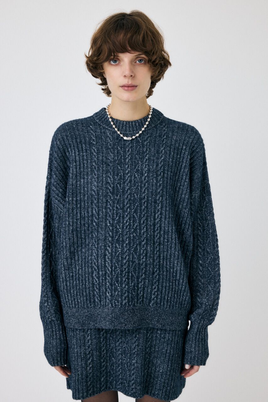 MOUSSY「RIB CABLE ニットトップス」|ニット・セーター|