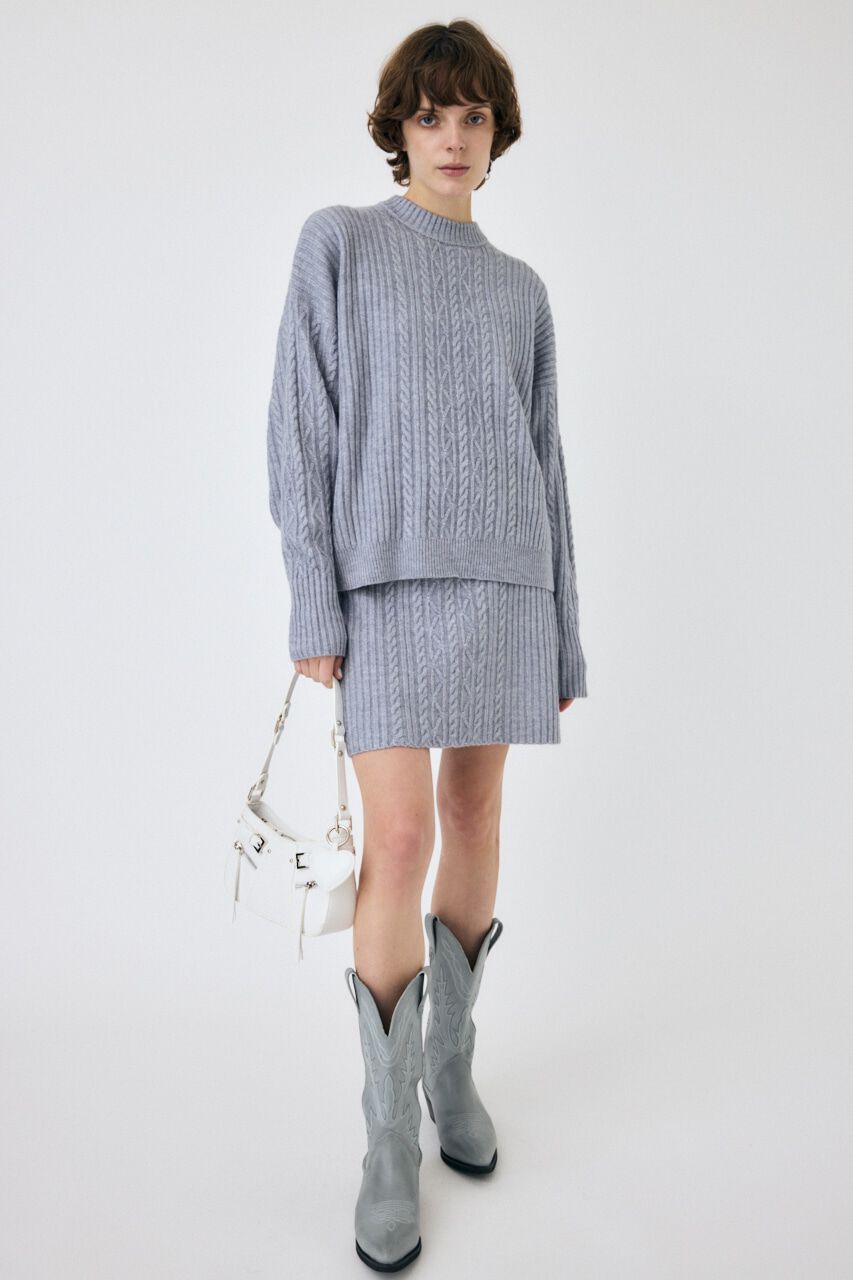 MOUSSY「RIB CABLE ニットトップス」|ニット・セーター|