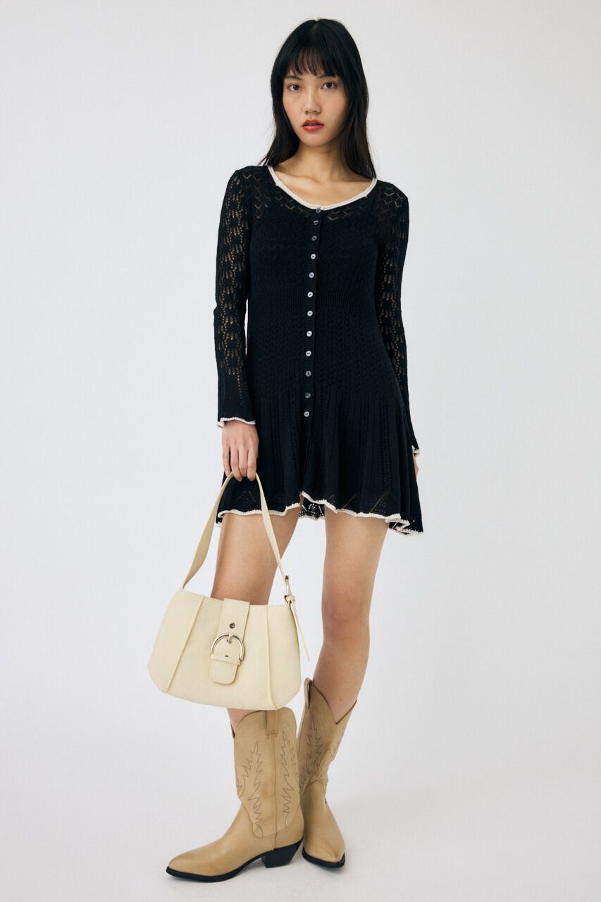 MOUSSY「EYELET LACE KNIT ミニドレス」|ワンピース|