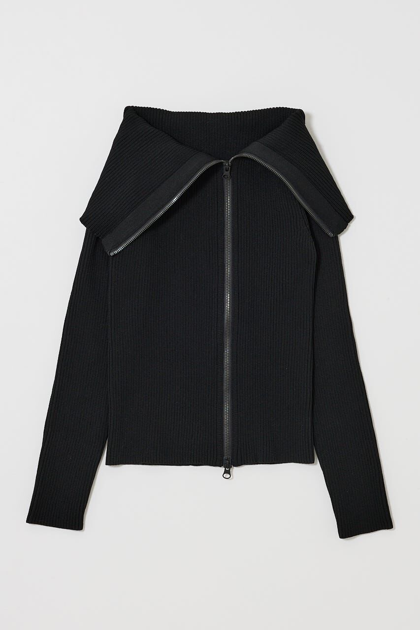 MOUSSY「BIG COLLAR ZIP UP ニットトップス」|ニット・セーター|