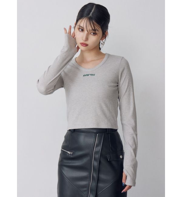 MURUA「ロゴラメテレコトップス」|Tシャツ・カットソー|