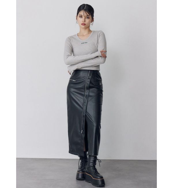 MURUA「ロゴラメテレコトップス」|Tシャツ・カットソー|