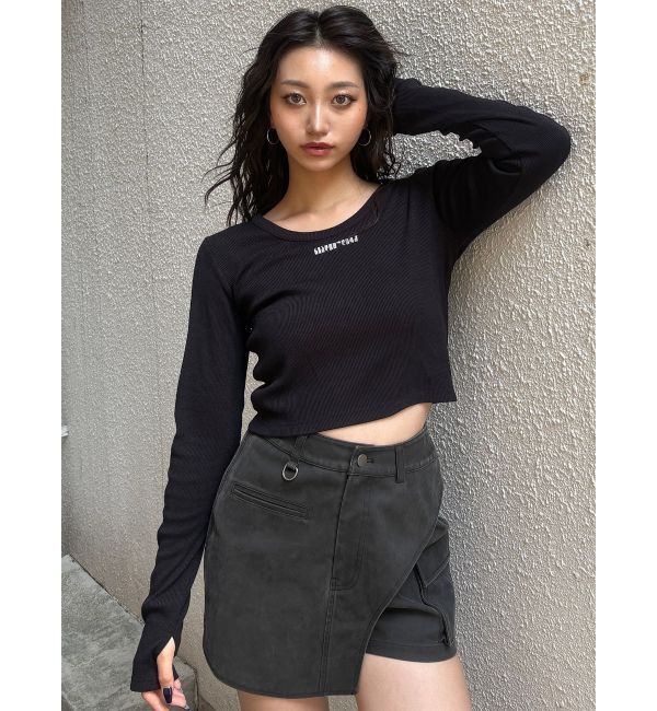 MURUA「ロゴラメテレコトップス」|Tシャツ・カットソー|