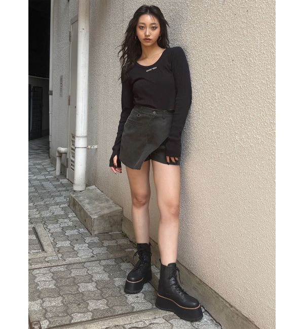 MURUA「ロゴラメテレコトップス」|Tシャツ・カットソー|