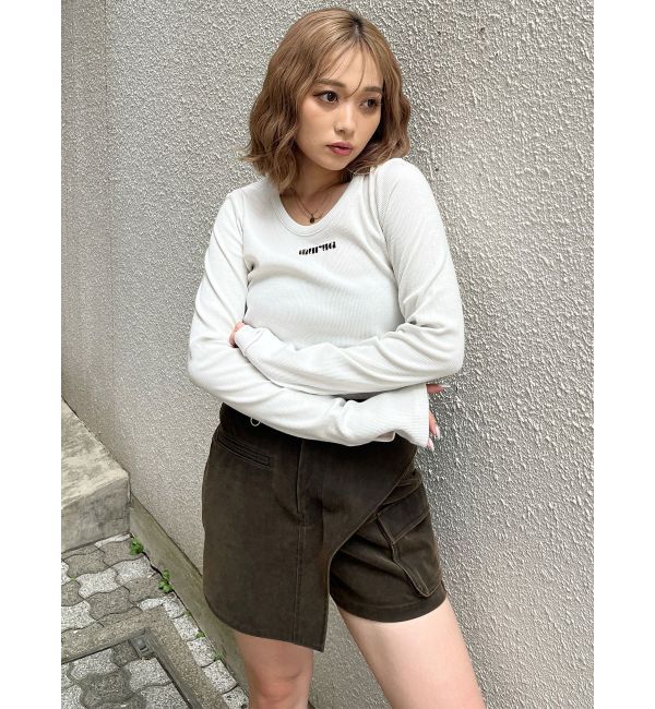 MURUA「ロゴラメテレコトップス」|Tシャツ・カットソー|