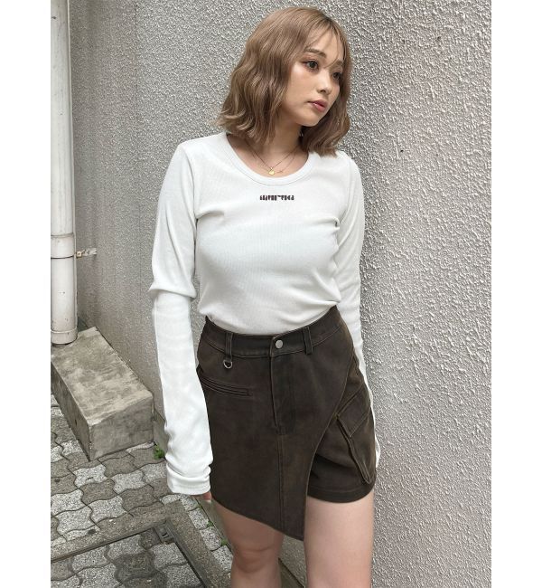 MURUA「ロゴラメテレコトップス」|Tシャツ・カットソー|